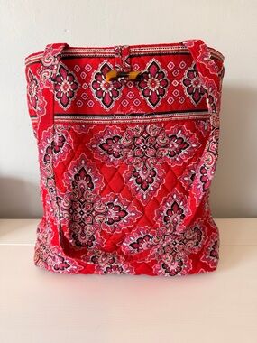 Vera Bradley Frankly Scarlet Tote Bag with Tortoise Shell Toggle